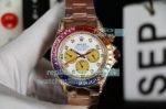 Copy Rolex Rainbow Daytona Rose Gold Watch White Dial